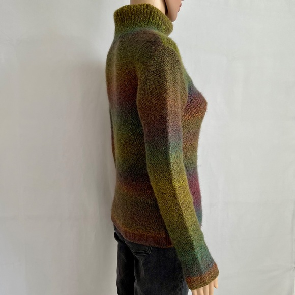Wool-blend Turtleneck Sweater Ombré Rainbow Sunset Stripes Women's Small - Picture 3 of 10